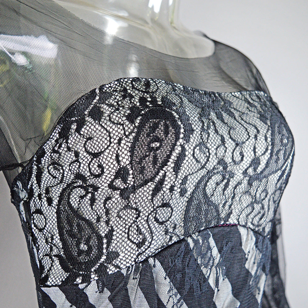 Women's Lacemesh Slim Prom Long Evening Dress 10