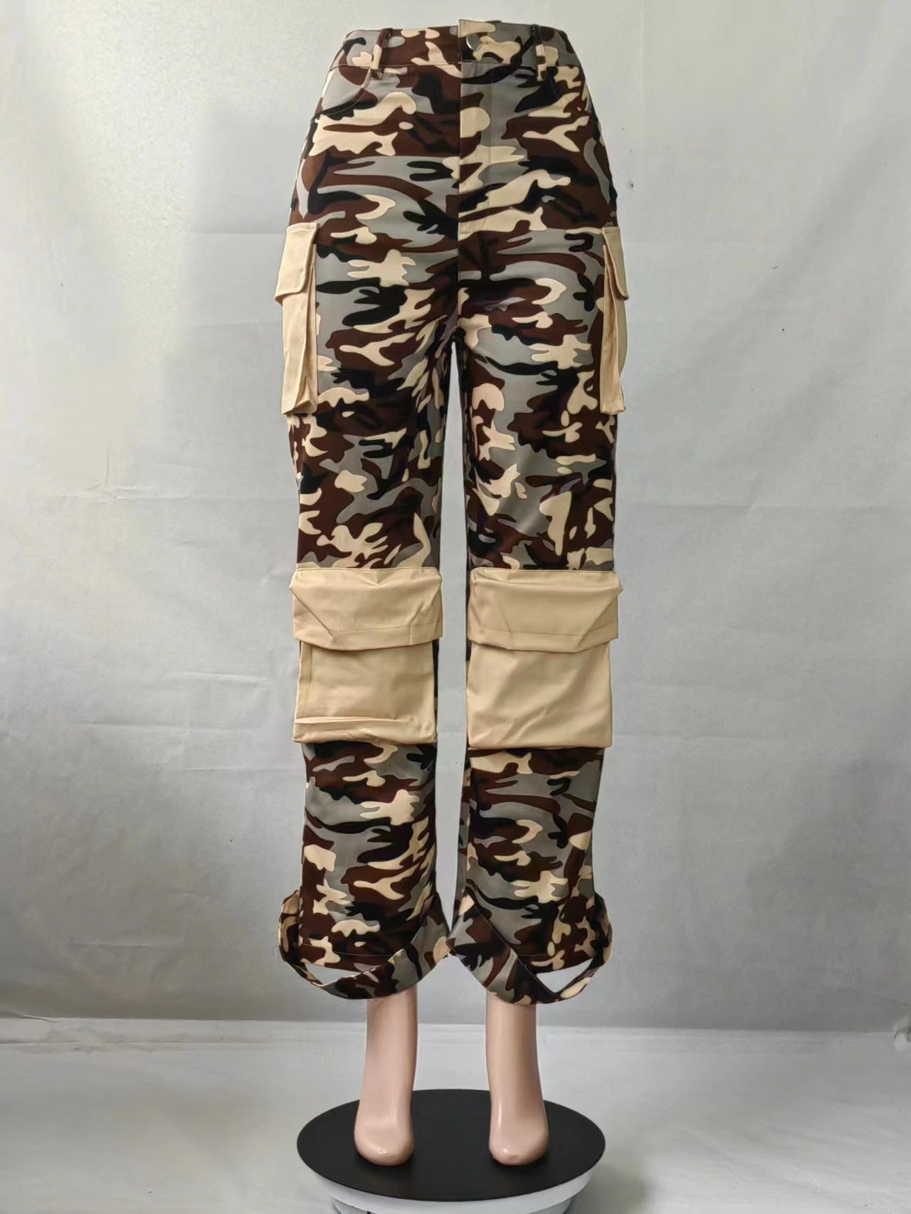 Women's High Waist Loose Straight Camouflage Printed Multi-Pocket Fashion Streetwear Cargo Pants 19