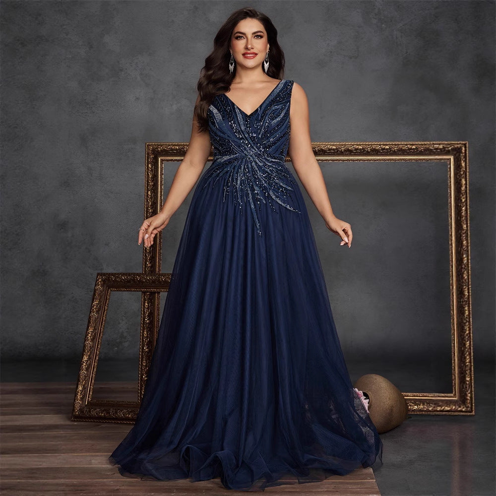 Plus Size Women's Elegant Formal Embroidered Beaded Mother of the Bride Gown 7