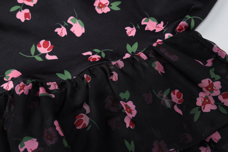 Women Summer Printed Sexy Mesh Lace-up Dress 14