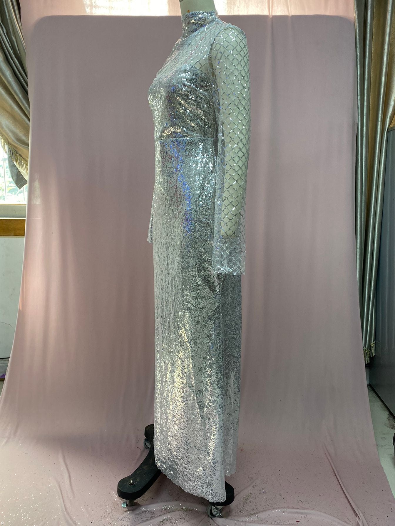 Cutout Off Shoulder Dress Round Neck Slim Chic Sequin Dress Women 7