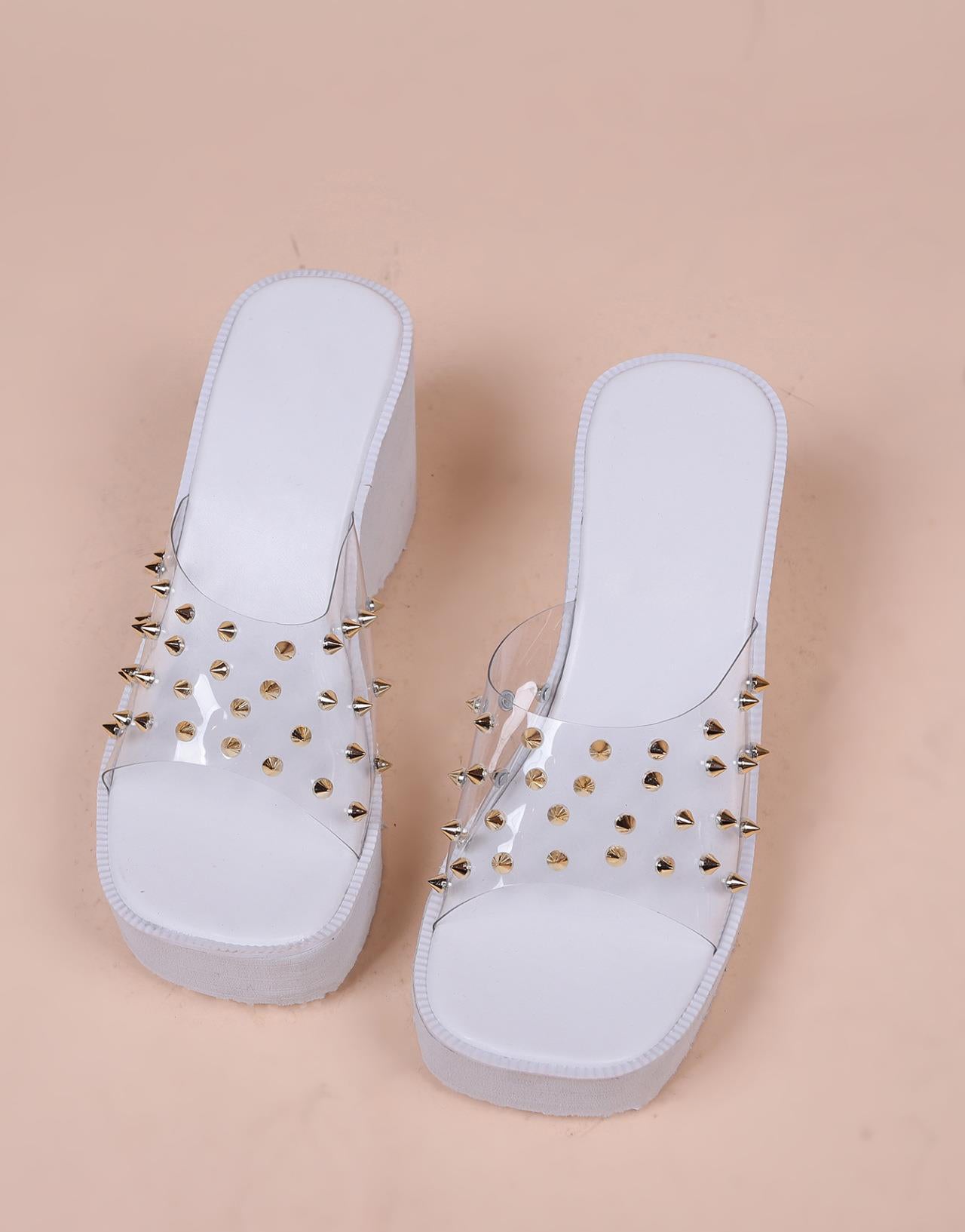 Platform Open Toe Rivet Sandals One-Line Fashion Outdoor Wear Casual Women'S Sandals Plus Size Women'S Shoes 9