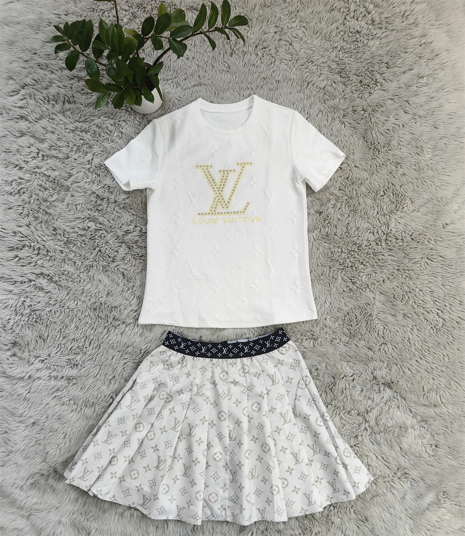 Women Print Short Sleeve  Top and Skirt Two Piece Set 25