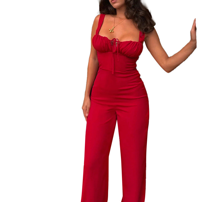 Women's Sexy Lace-Up V-Neck Jumpsuit 10