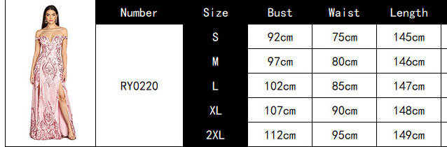 Spring Summer Sequin Off Shoulder Slit Women 's Party Dress 5