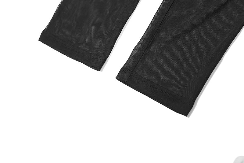 Women's Autumn and Winter mesh Patchwork Beaded See-Through Sexy Tight Fitting Butt Lift Jumpsuit 18