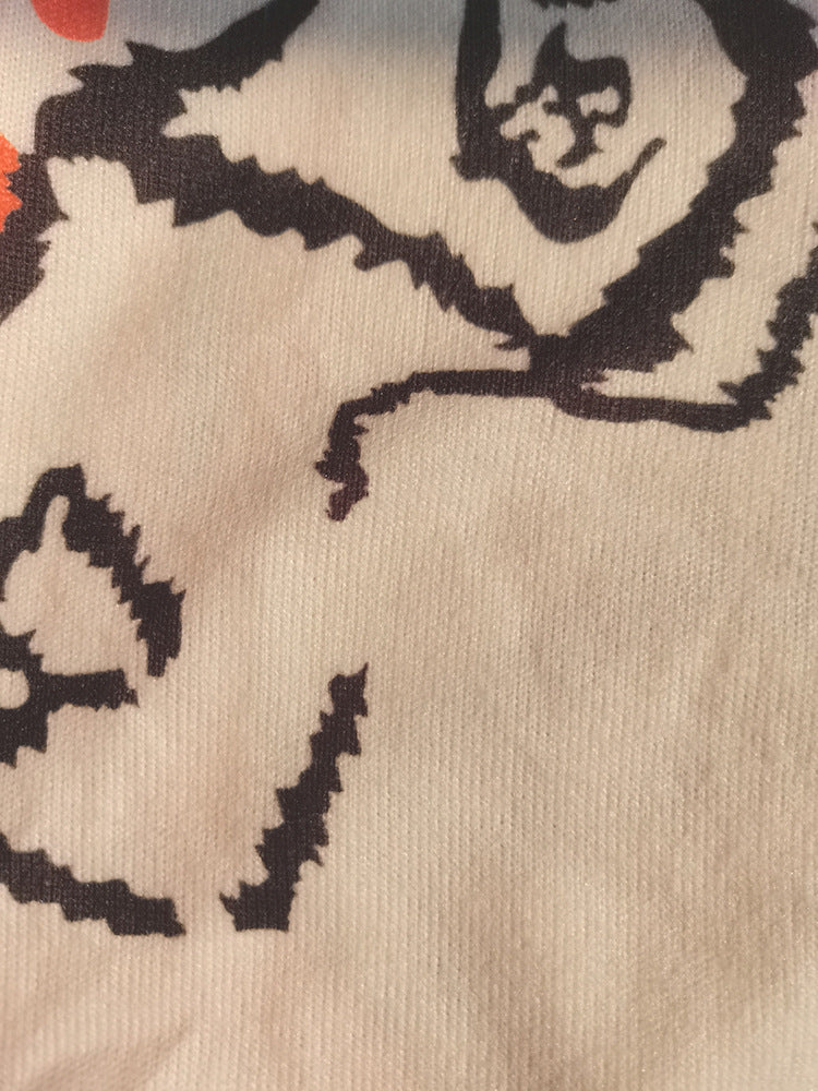 Women's Summer Print Heart Neck Slim Sport Casual Top + Shorts Set 21