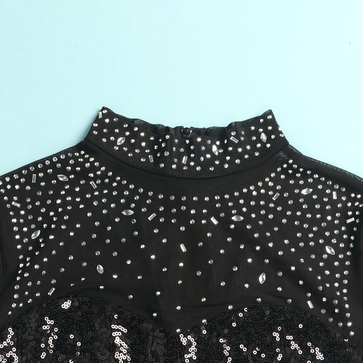 Sexy See-Through Mesh Feather Bodycon Slim Sequin Beaded Dress 10