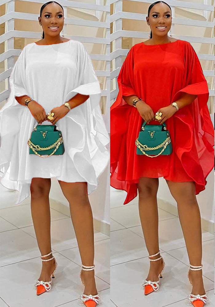 Women Elegant Chiffon Cape Dress