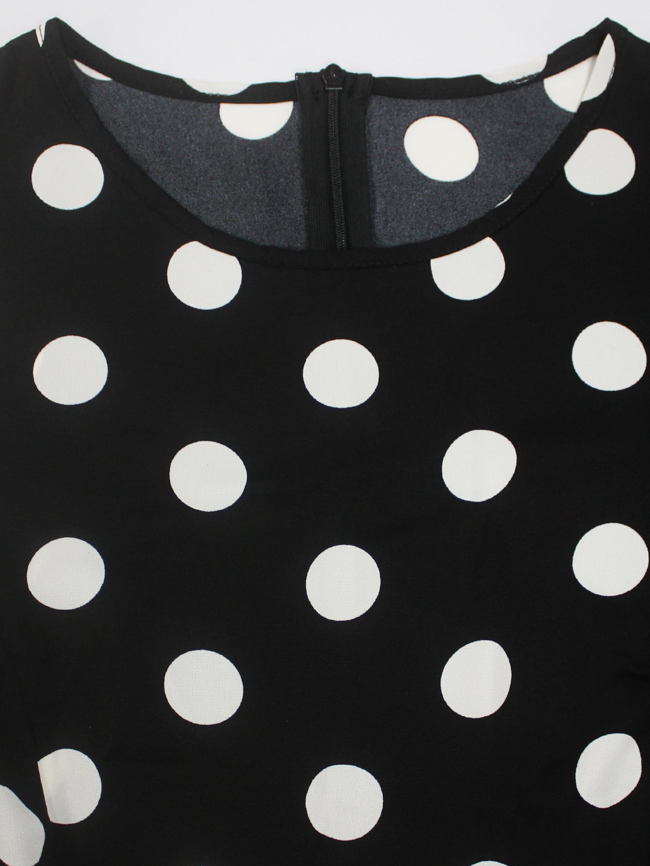 Plus Size Women Elegant Round Neck Sleeveless Polka Dot Print Dress 8