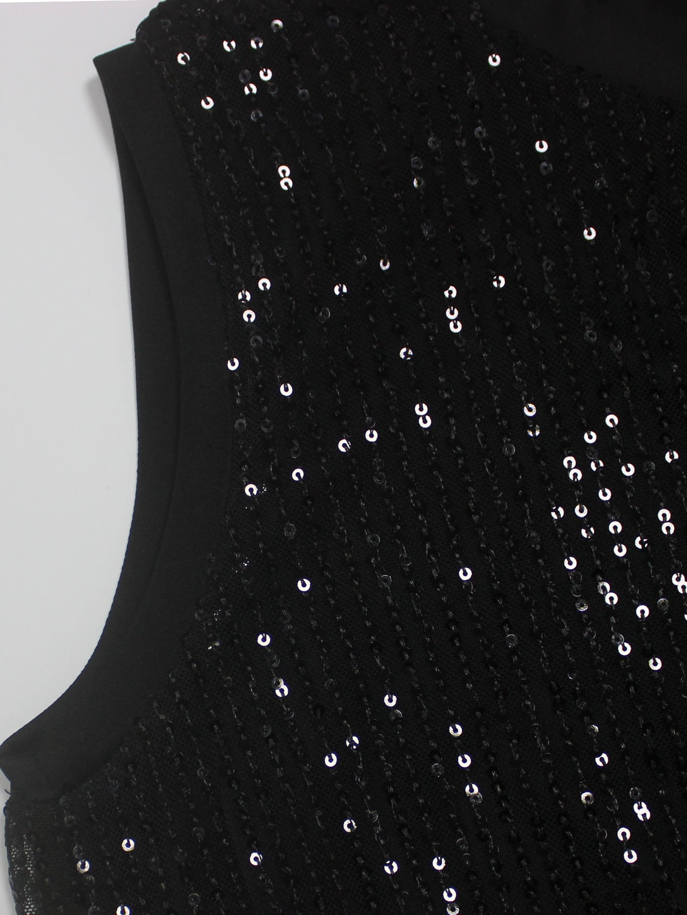 Women's Fashion Elegance high Neck Sleeveless Sequin Plus Size Short Dress 11