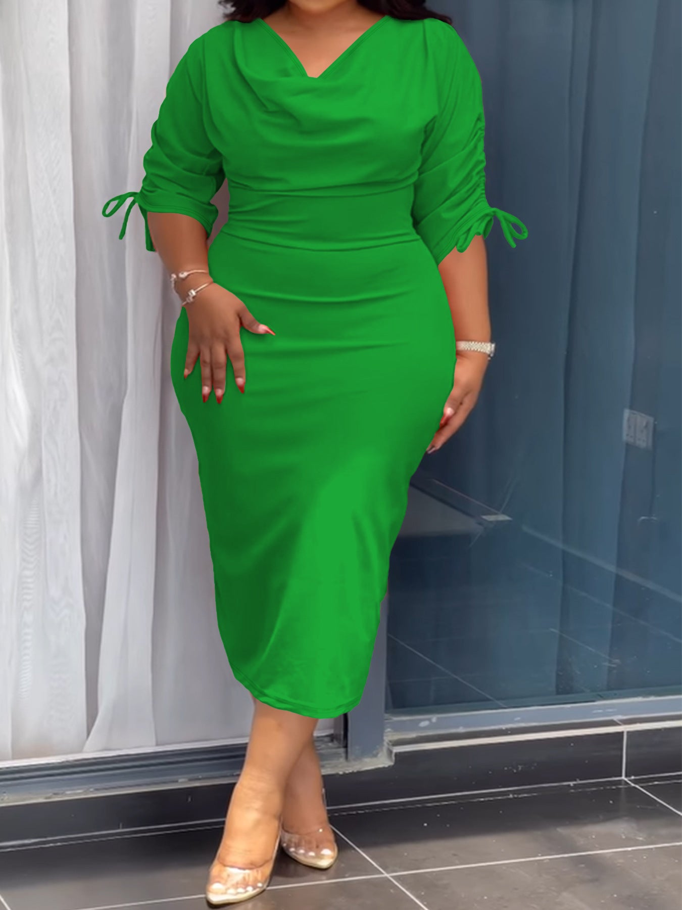 Summer Plus Size Women Strapless Slit Tassel Dress 6