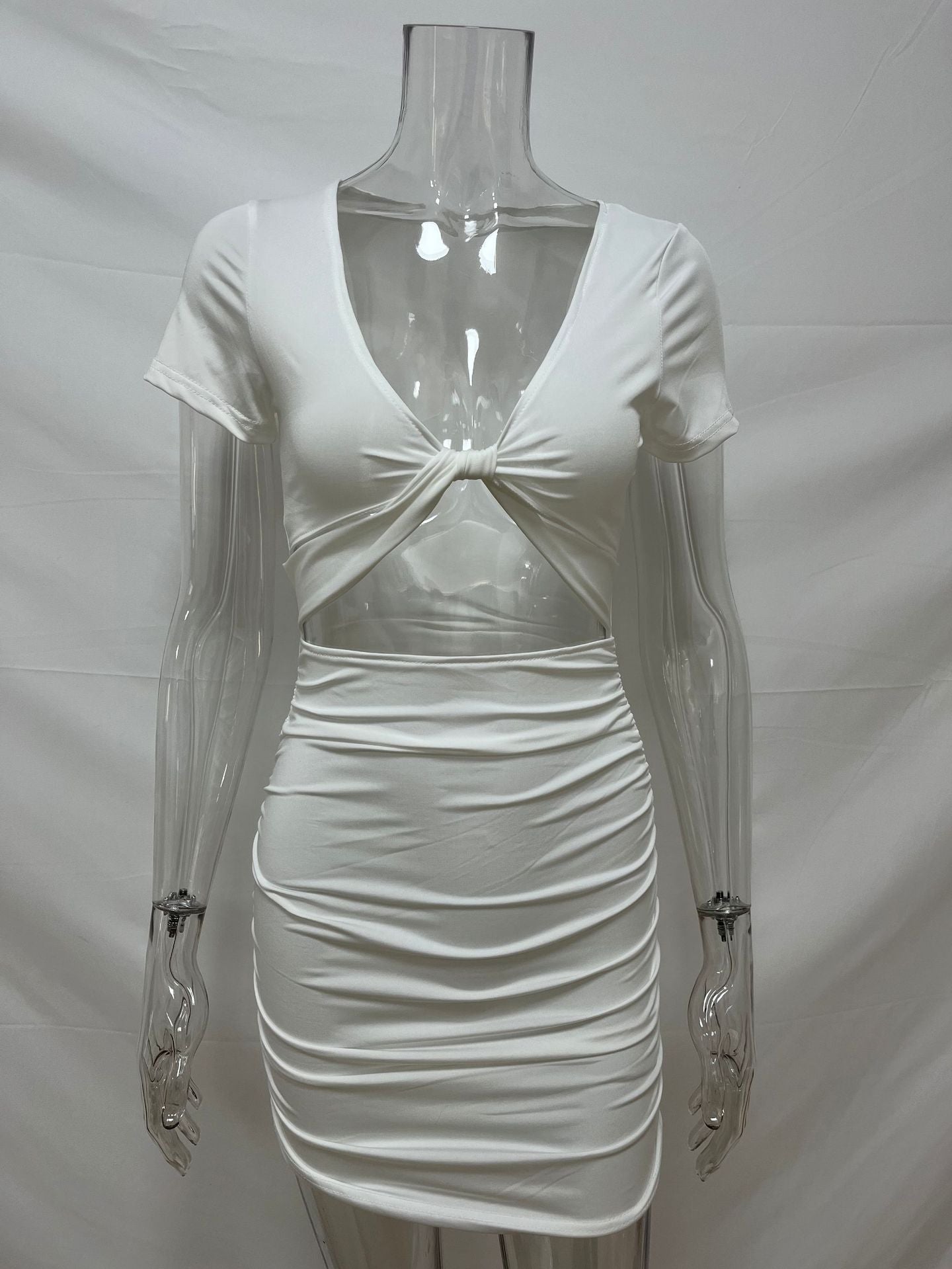 Women Summer Sexy V-Neck Short Sleeve Bodycon Dress 22