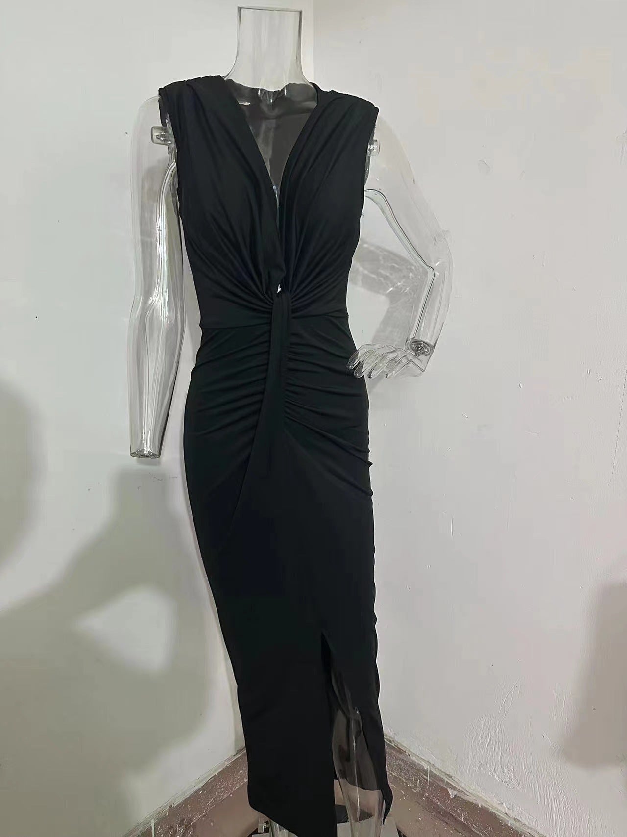 Women Autumn Leopard Printed Slit Sexy Long Dress 8