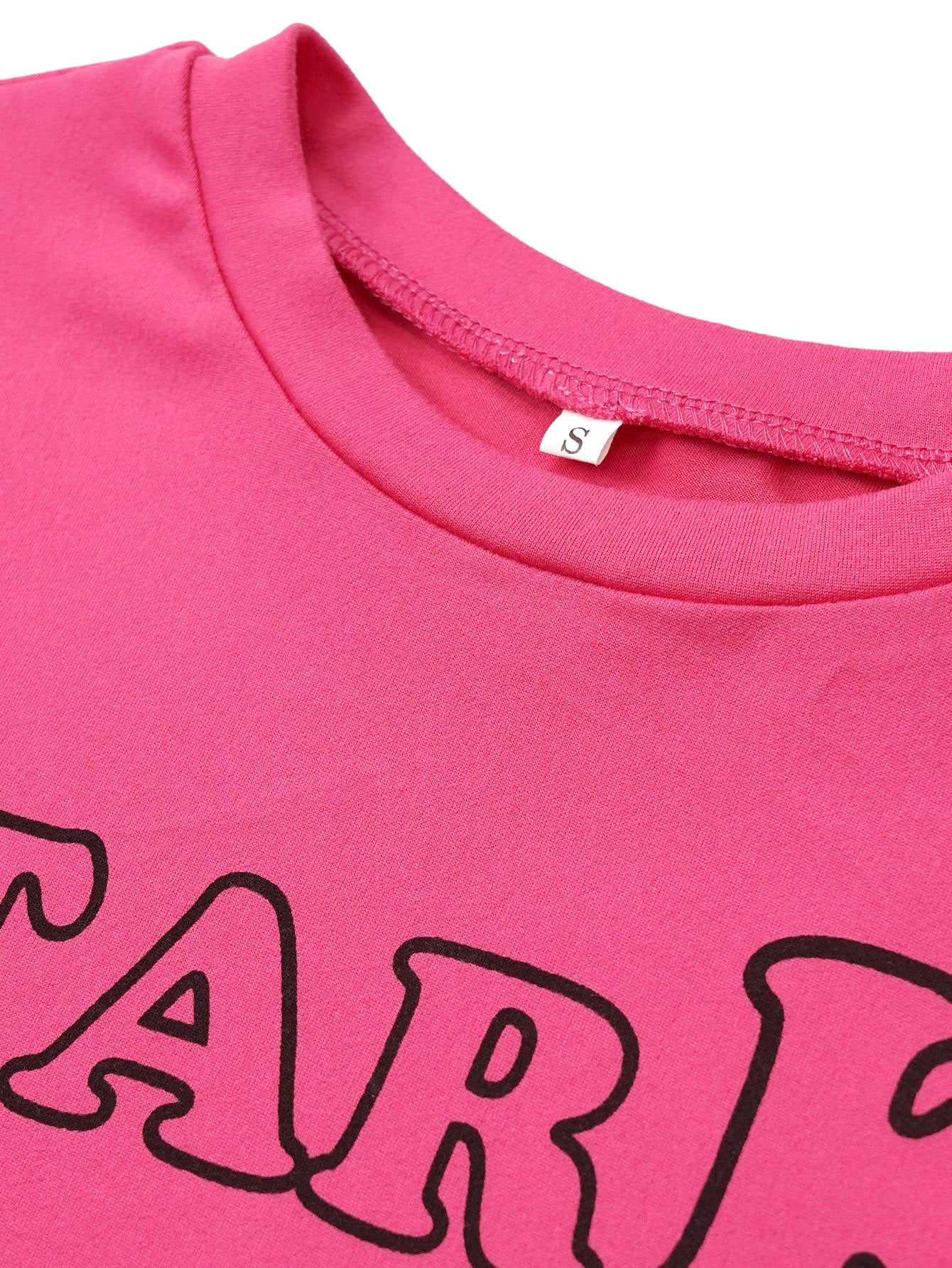 Fashionable Sports Two-Piece Pants Set Women's Sports Casual Letter Print T-Shirt Tops Trousers Fashion Suit 19