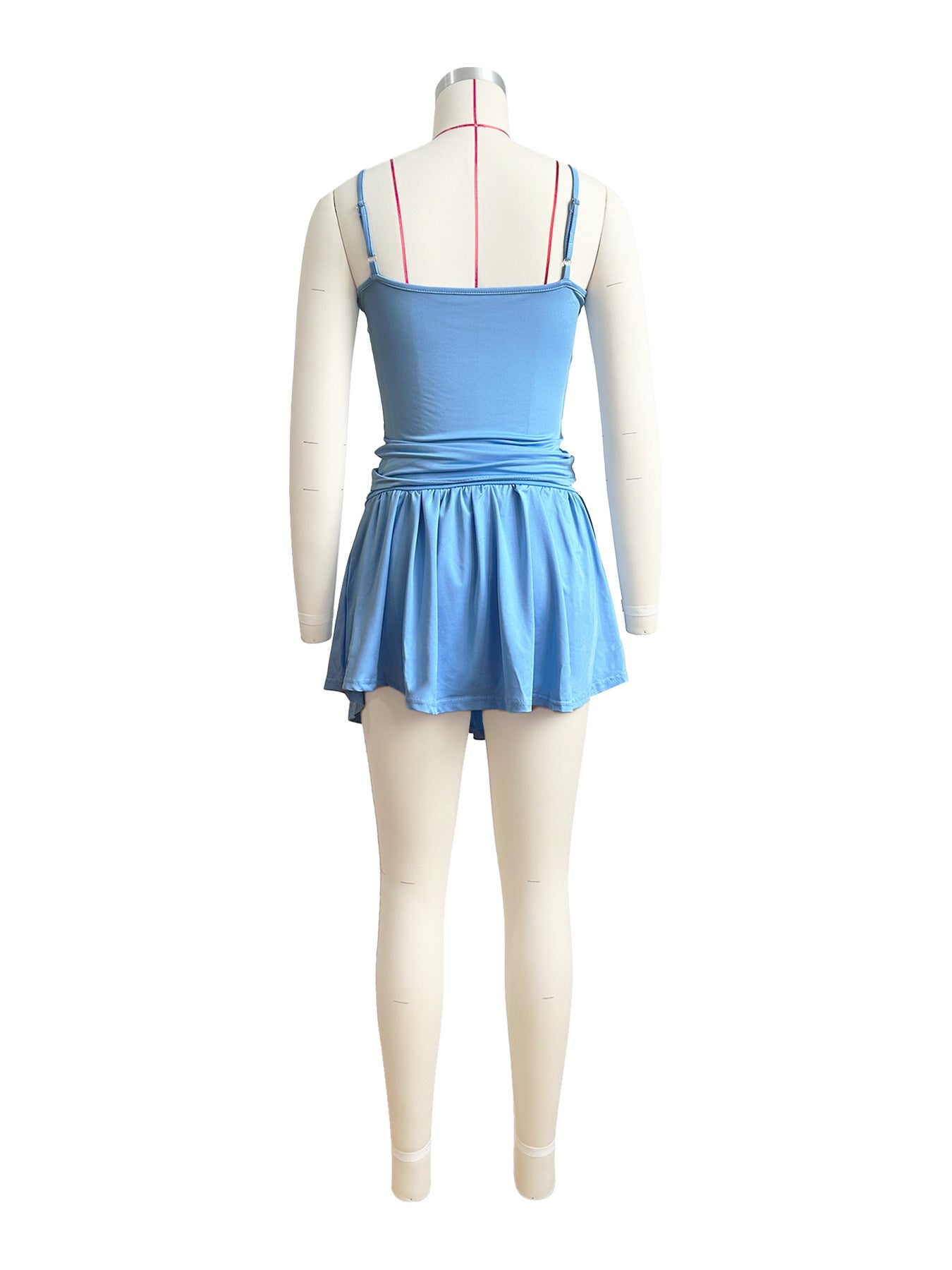 Women Sexy Cute Suspender Pleated Bell Bottom Skirt Two-piece Set (with Underwear) 10