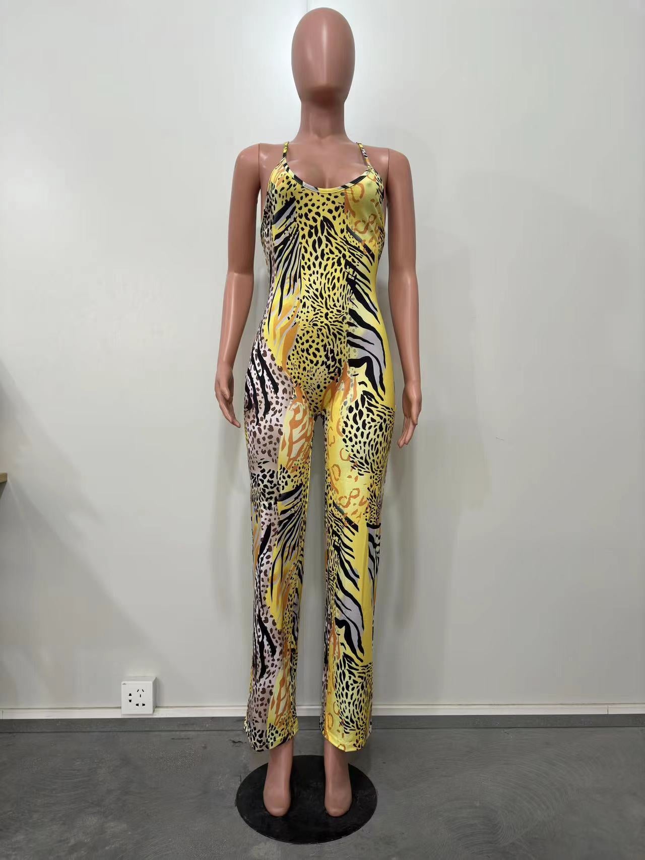 Summer Women's Leopard Print Camisole Jumpsuit 10