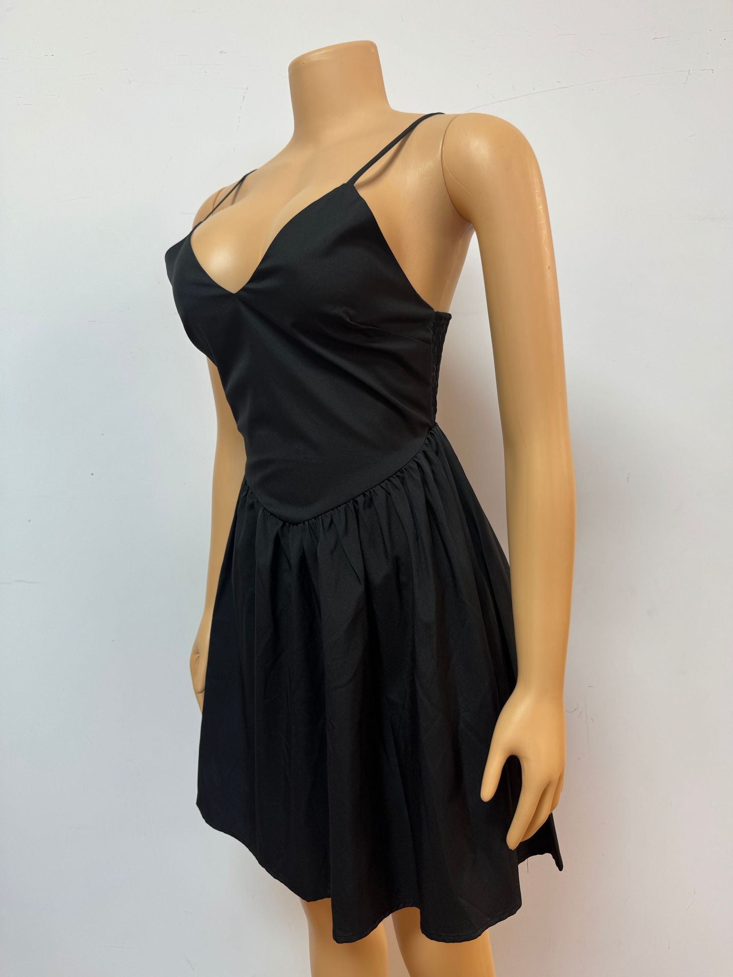 Women Solid Suspender V-neck Sexy Backless Dress 6