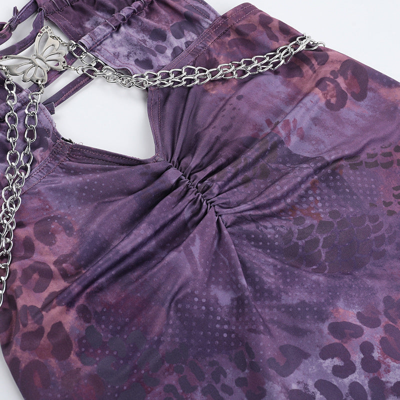 Animal Print Sexy Deep V Low Back Cutout Bodycon Dress 11