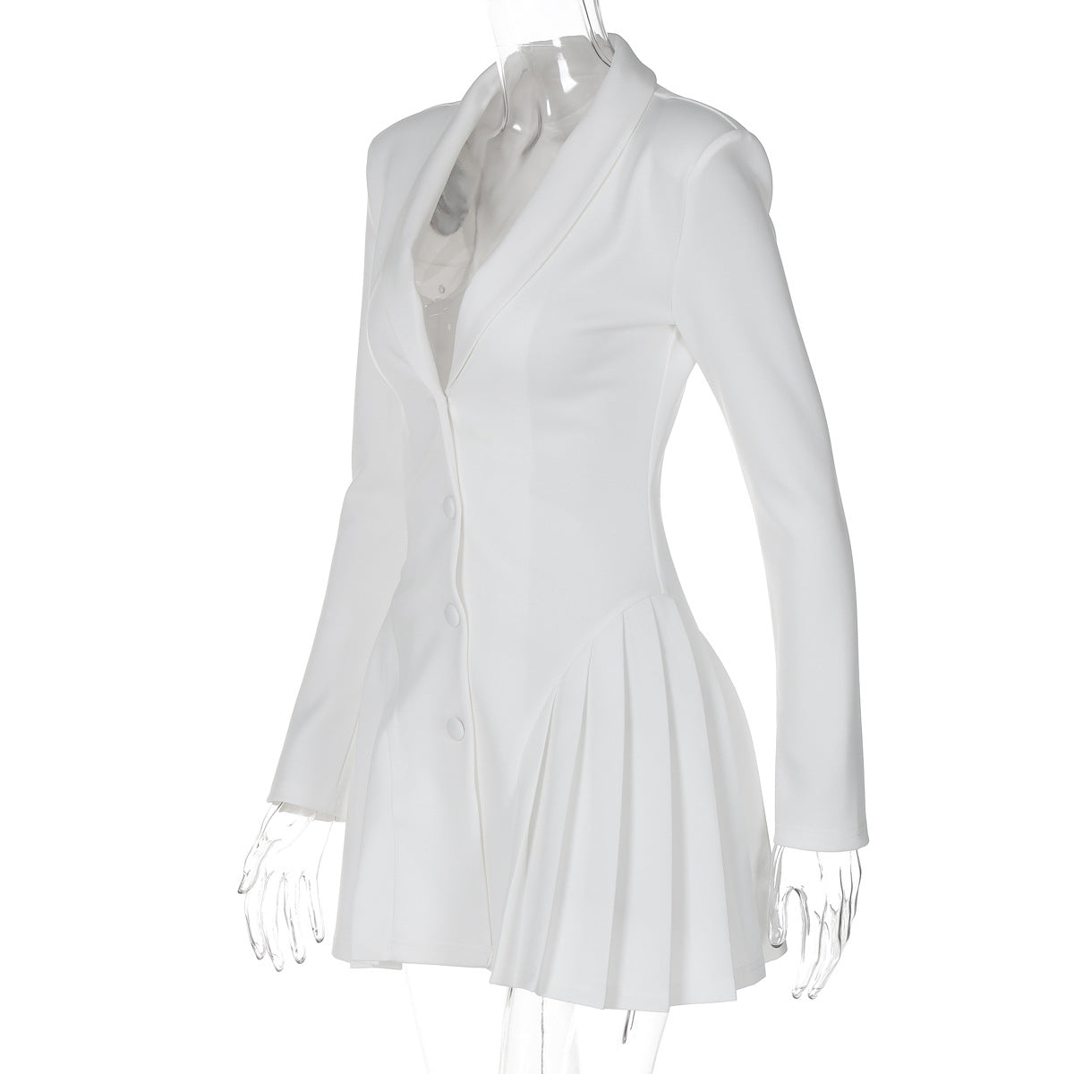 Women Solid Sexy V Neck Turndown Ruffled Dress 9