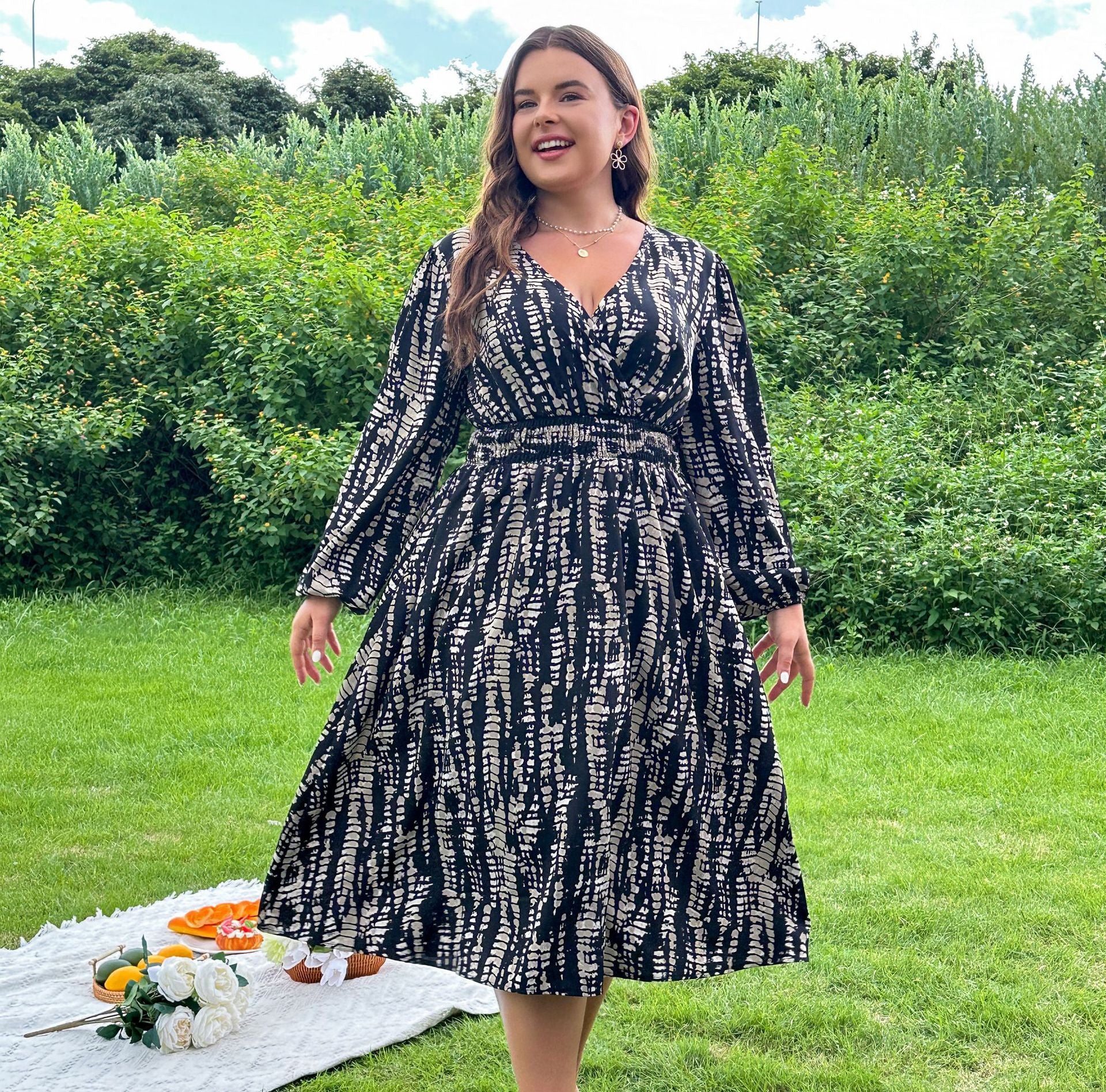 Plus Size Women Tie-Dye Print Dress