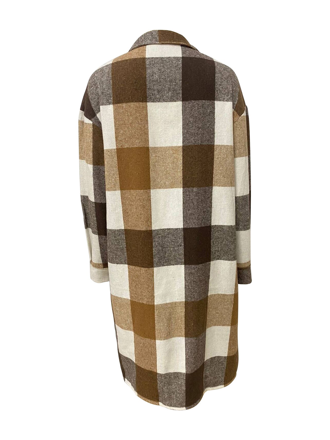 Women Plaid Long Sleeve Long Jacket 7