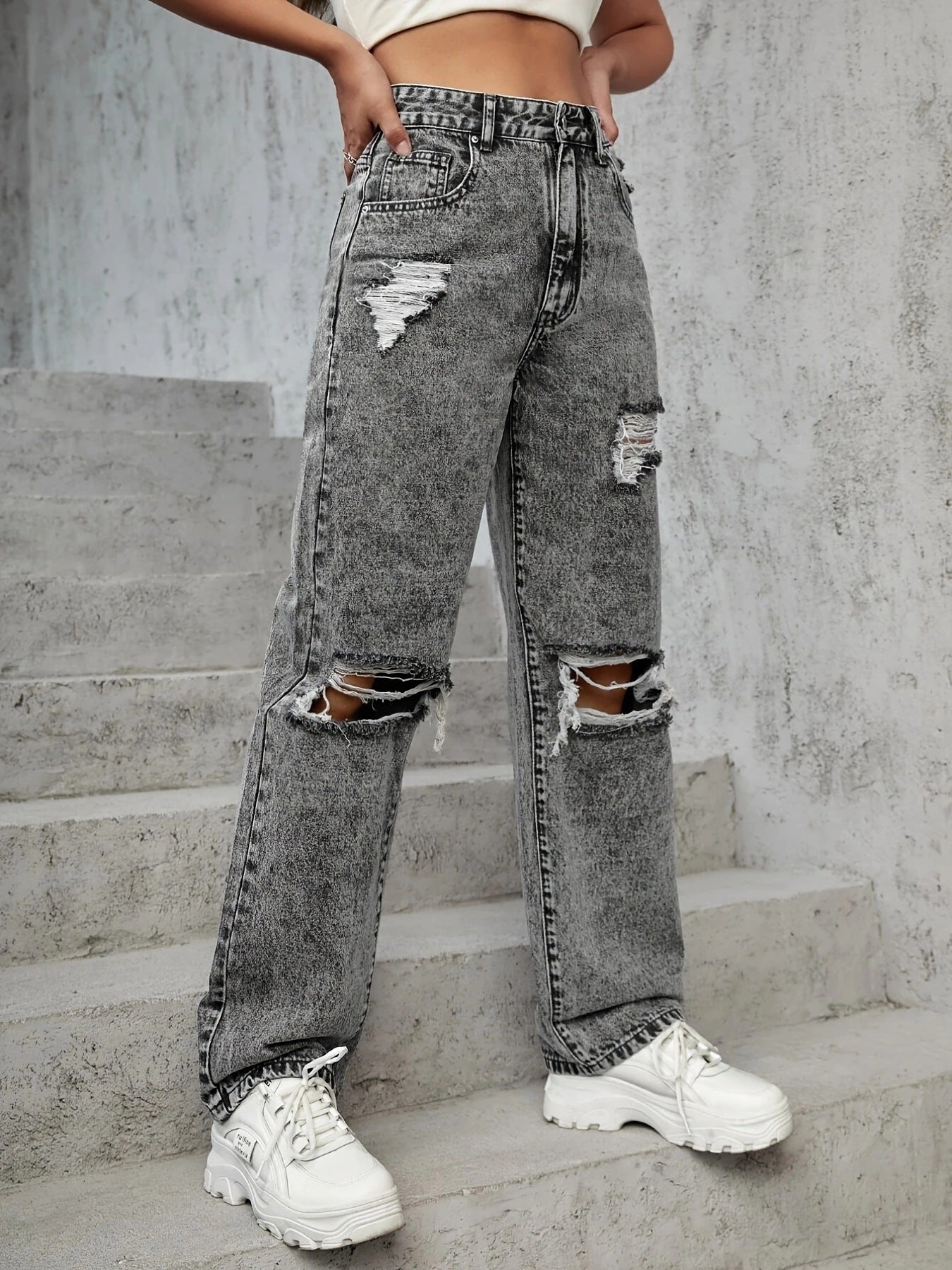 Fashion Jeans Women's Fashion Trends Ripped Denim Pants 4
