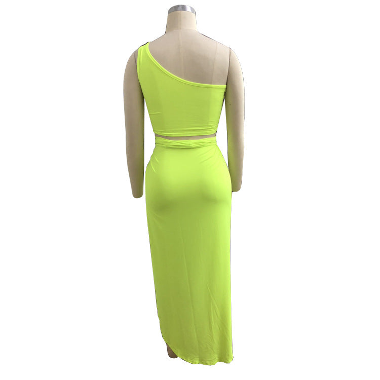 Plus Size Women Crinkled Solid Crop Top And Skirt Two Piece 20