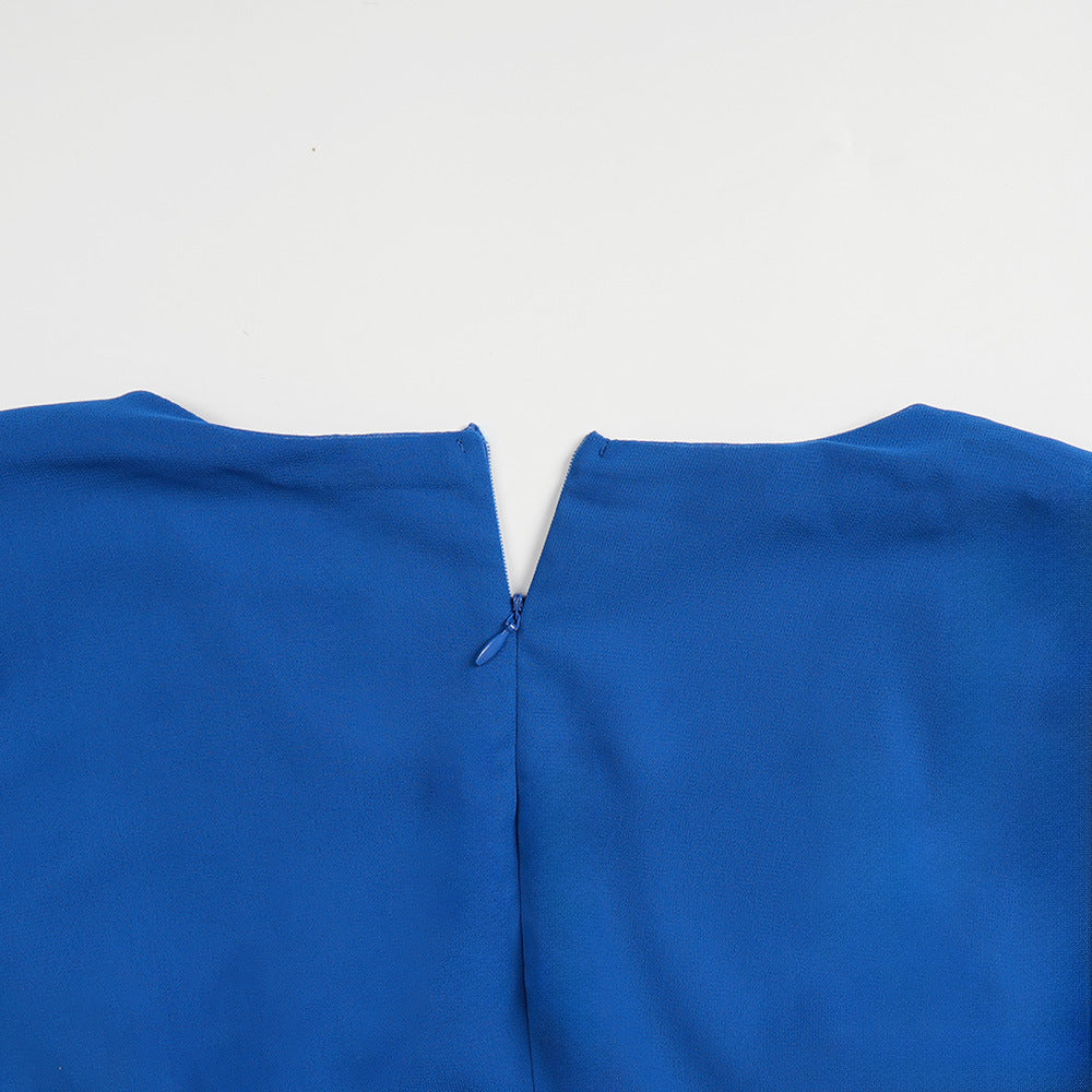 Chic Career Slim Waist Pleated A-Line Chiffon Dress 23