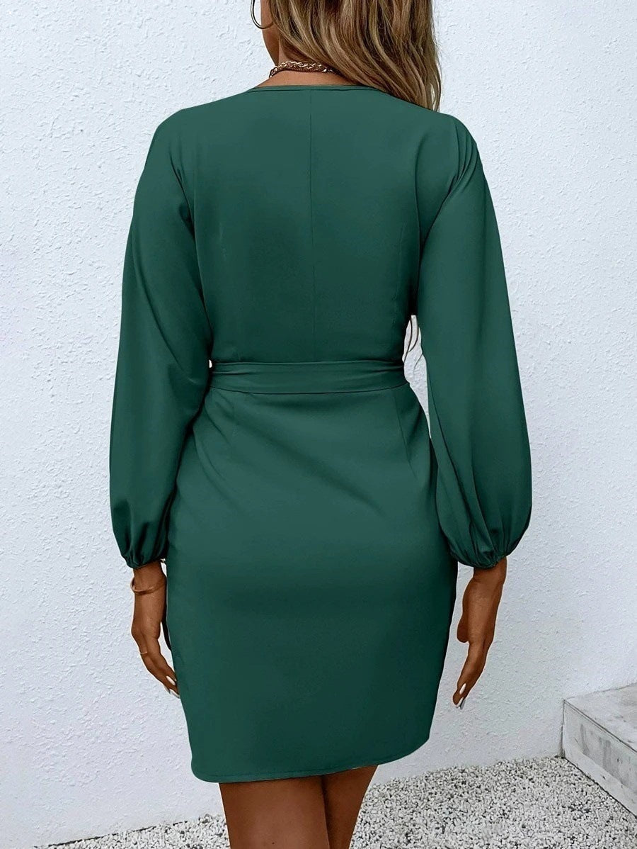 Women Spring Summer Sexy Lace-up Satin Dress 31