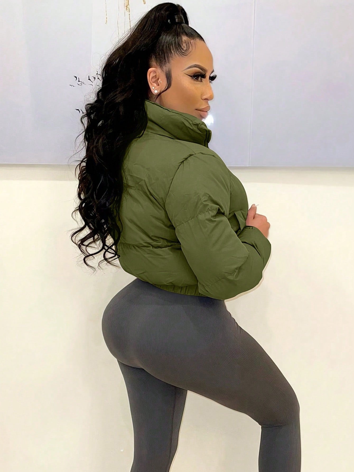 Fall and Winter Women Padding Crop Jacket 16