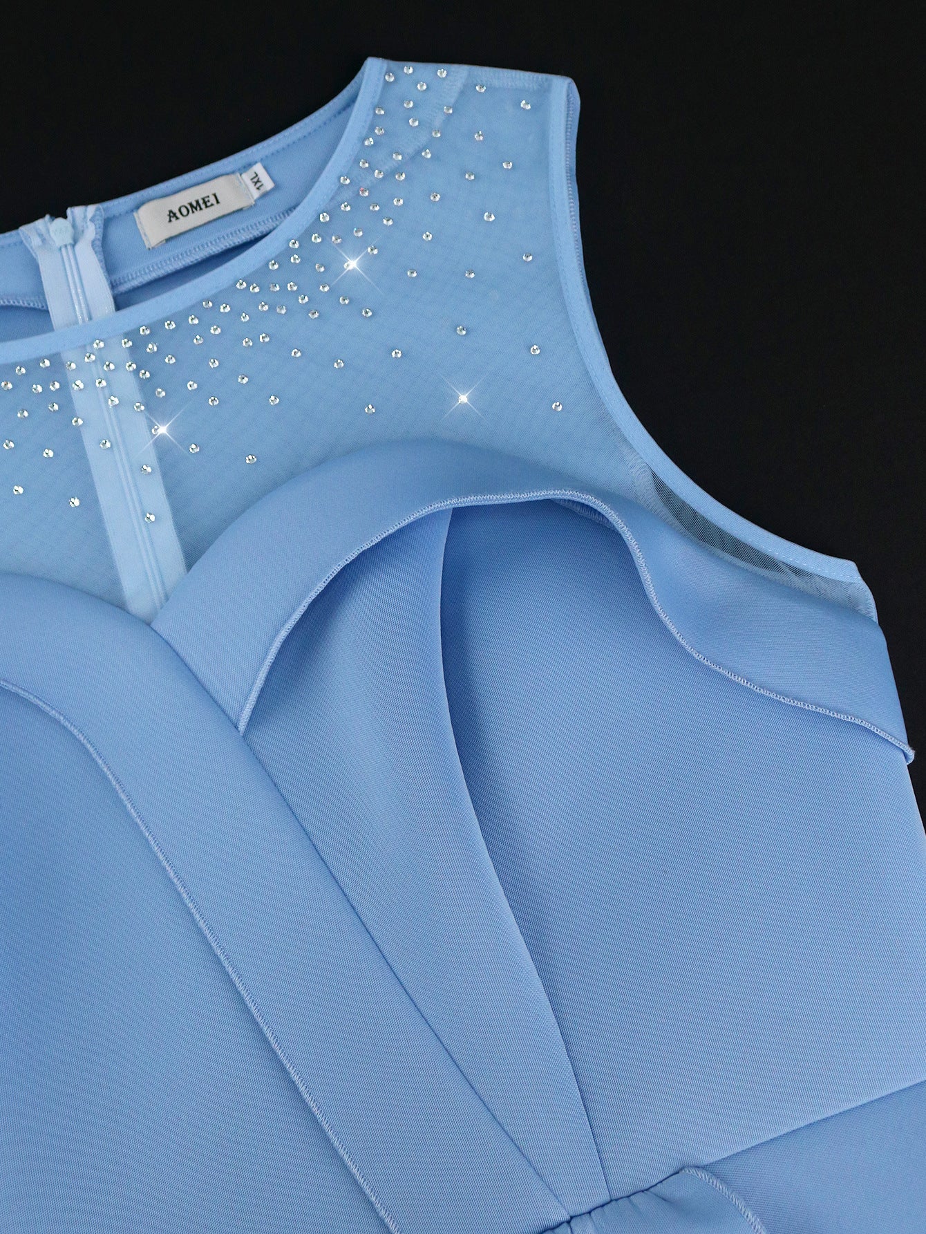 Diamond Mesh Patchwork Elegant A-Line Evening Dress 8