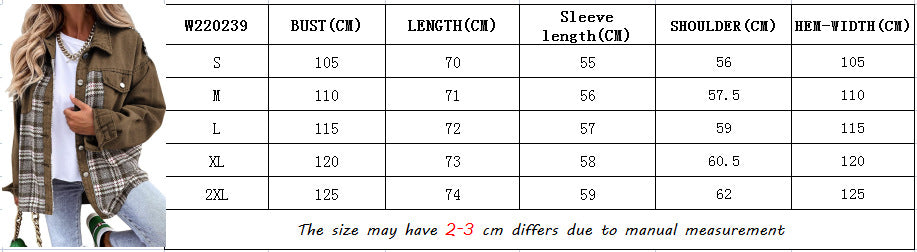 Autumn And Winter Denim Jacket Long Sleeve Plaid Buttoned Shirt Top 15