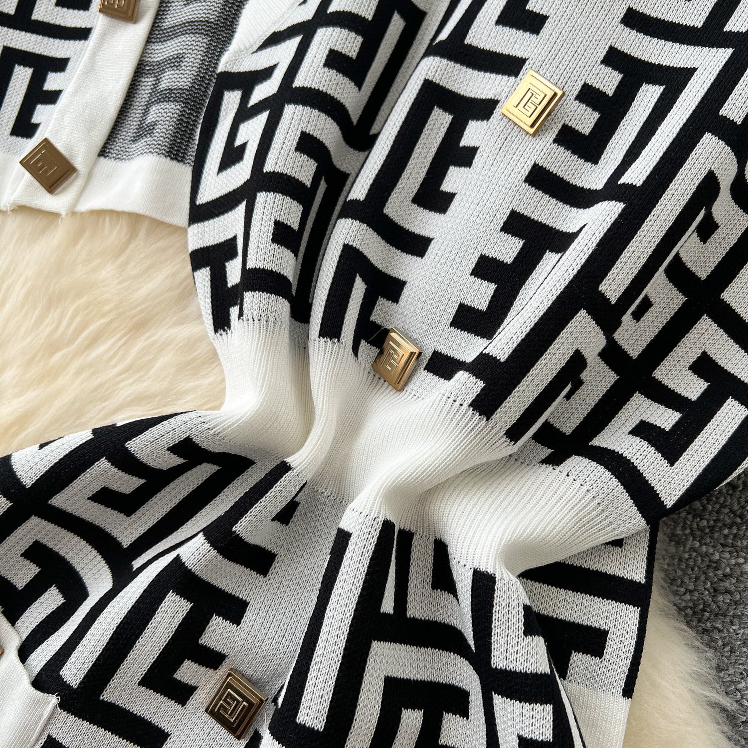 Women Cardigan Jacket Bodycon Dress Knitting Two-Piece Set 21