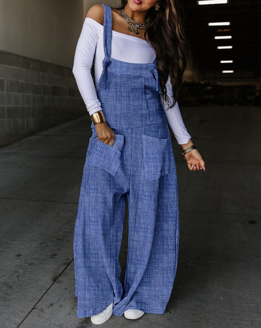 Women Fall Print Lace-Up Overalls 6