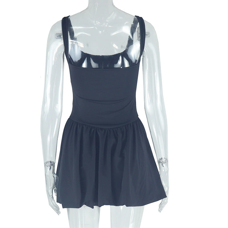 Women's Solid Color Sexy Strap Sleeveless Low Back Casual A-Line Dress 7