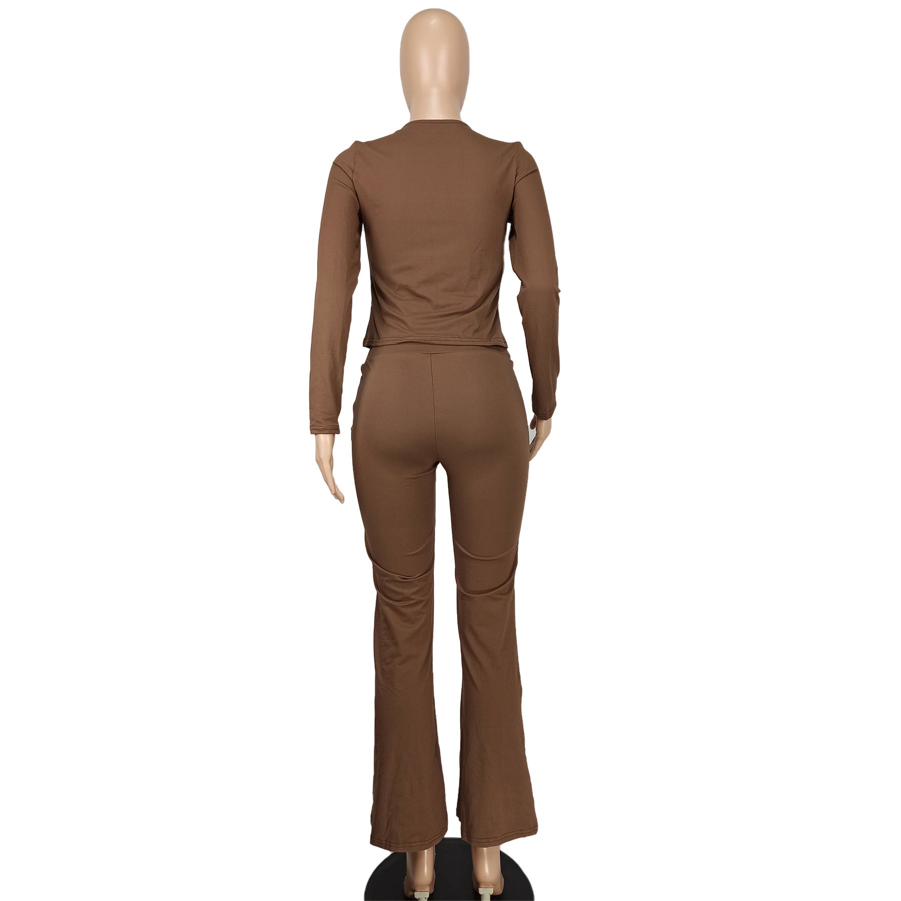 Women's Fashion Casual Solid Sim Long Sleeve Two-Piece Pants Set 31