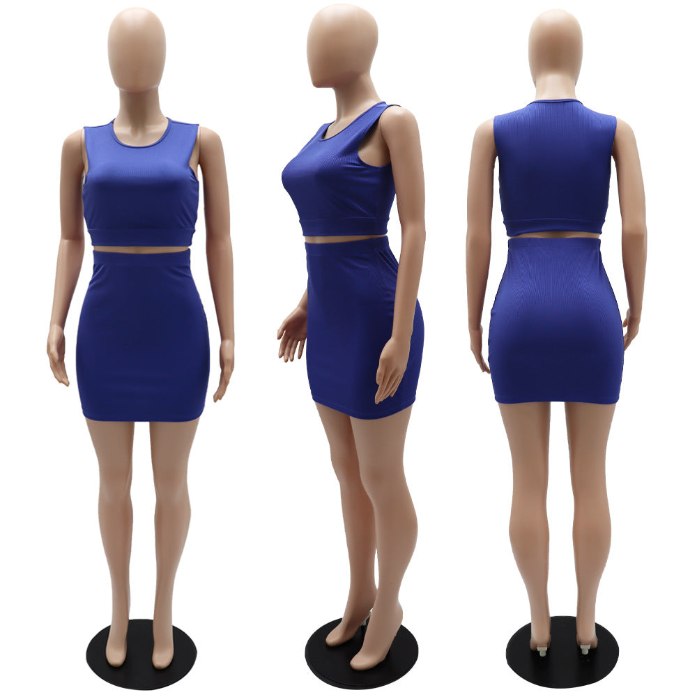 Women Crop Tank Top and Bodycon Skirt Two-Piece Set 16