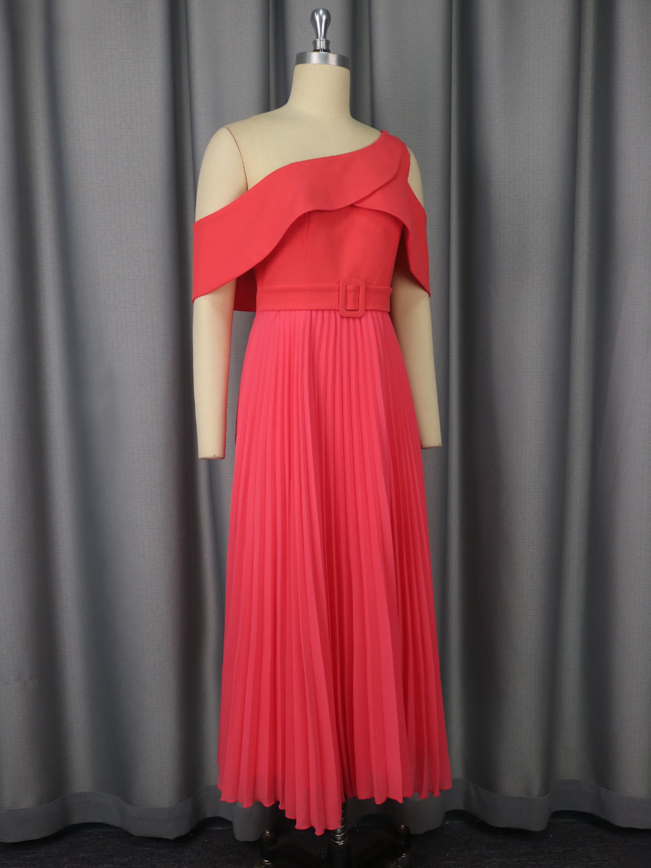 Women Sexy Off Shoulder Dinner Pleated Dress 11