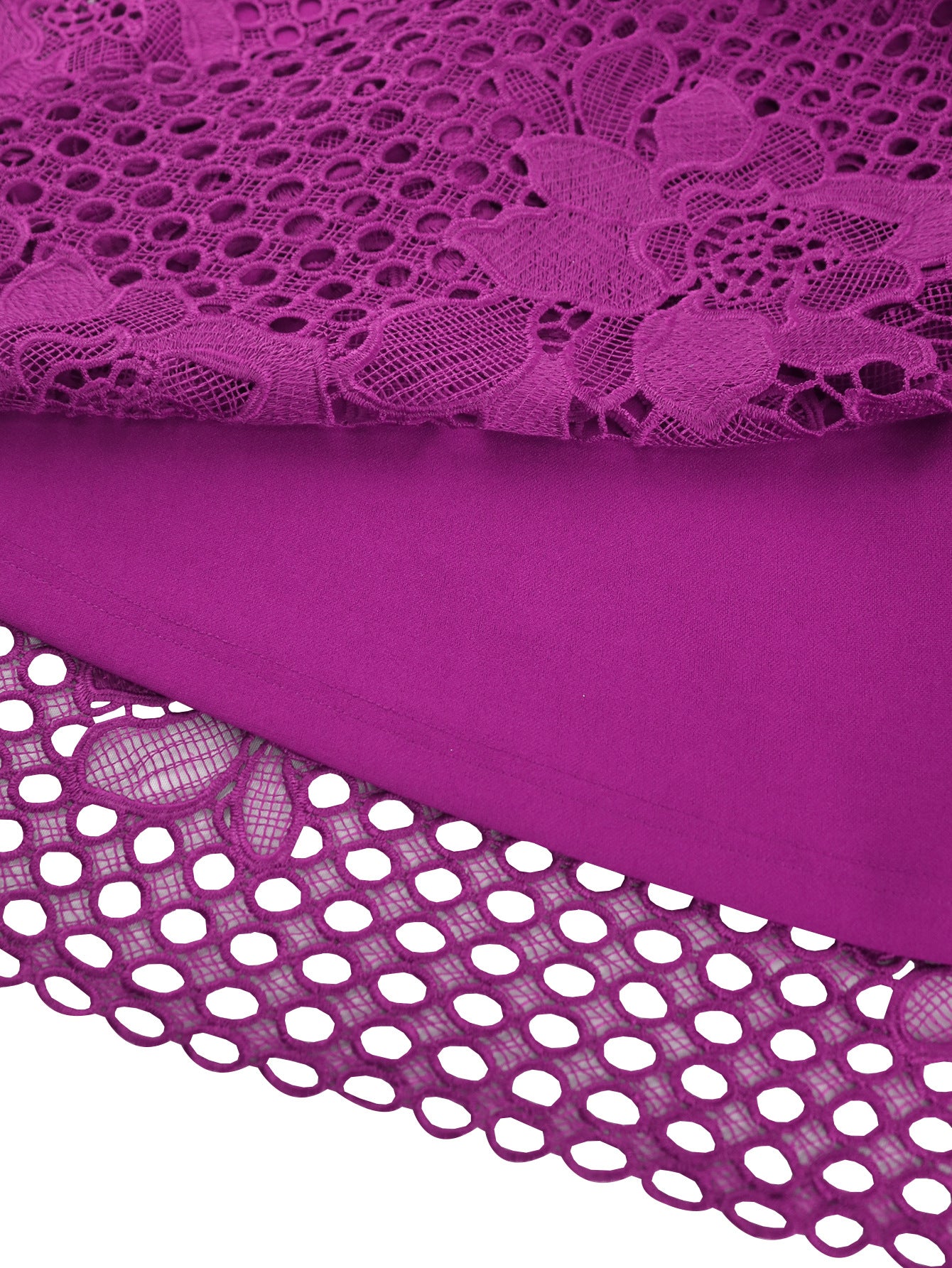 Plus Size Patchwork Lace High-Neck A-Line 3/4 Sleeve Elegant Dress 11