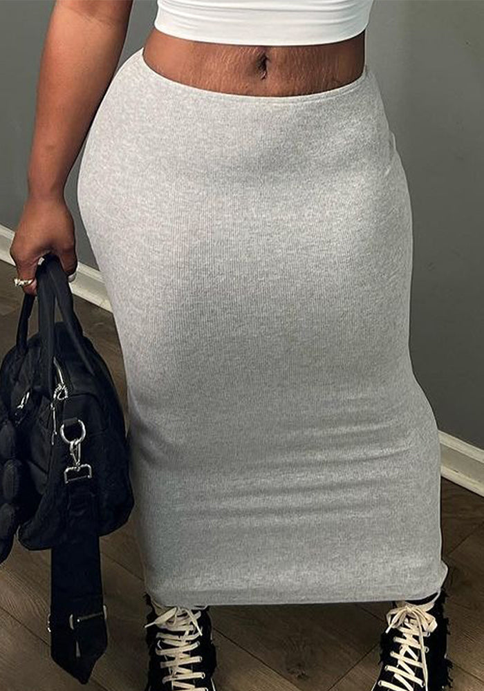 Women's Fashion Slim Sexy Ribbed Elastic Waist Trend Casual Skirt