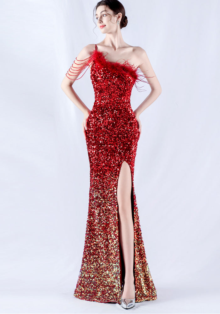 Plus Size Women Sequin Formal Party Maxi Evening Dress