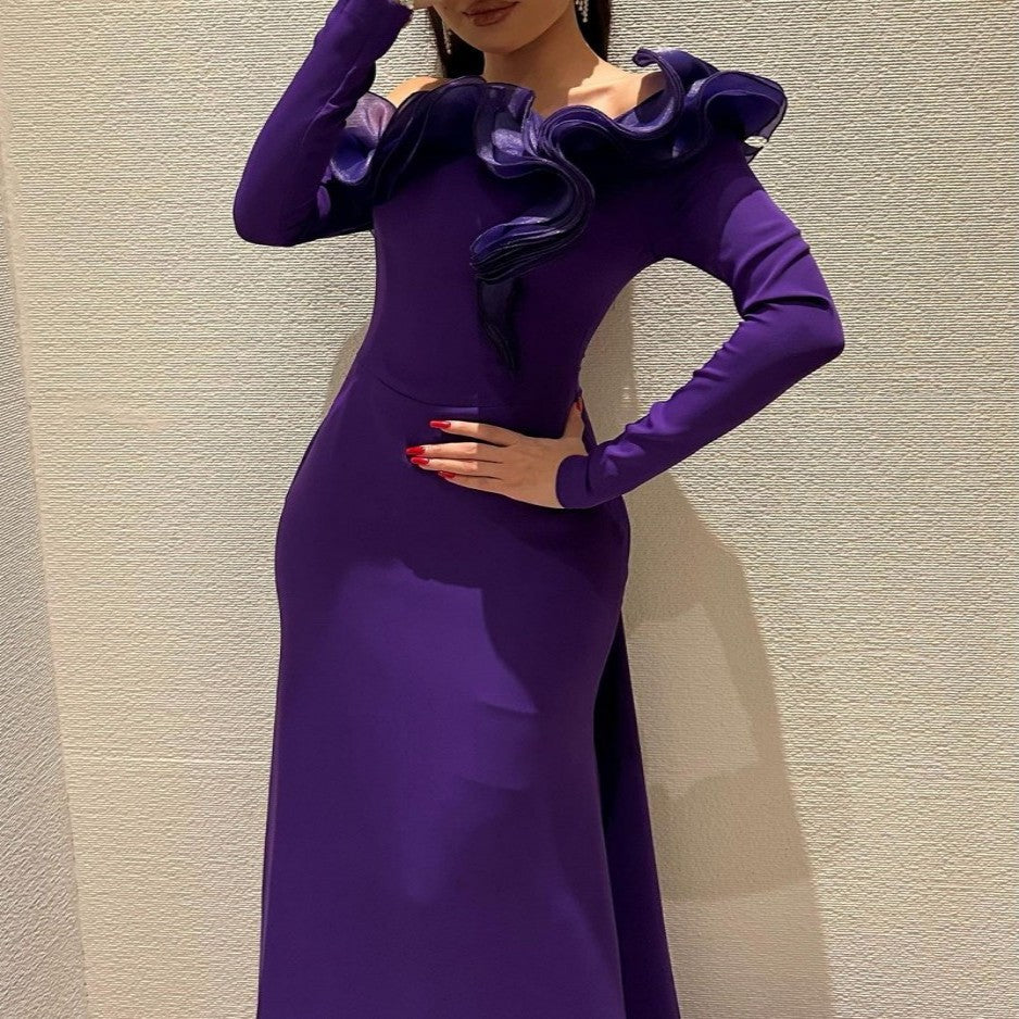 Women Autumn and Winter Sexy Lace Ball Evening Dress 3