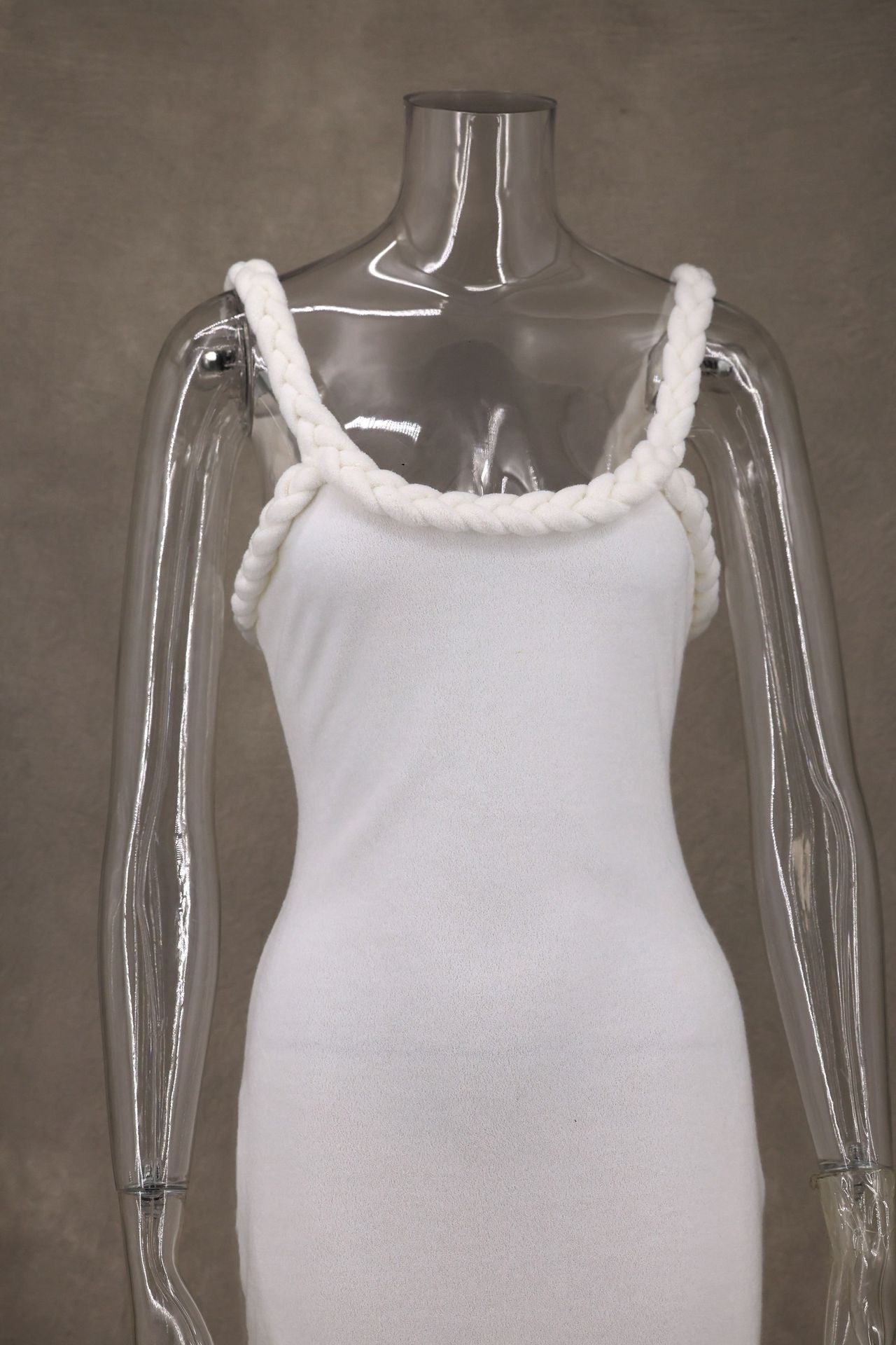 Women Fall and Winter Braided Cord Strap Bodycon Tassel Dress 12