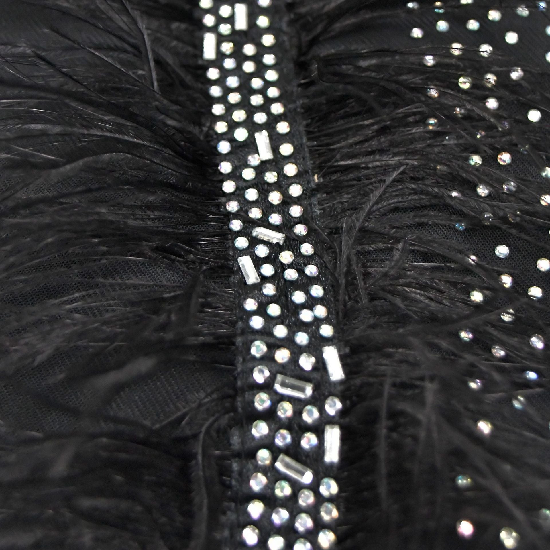 Fashion Women's Solid Color Mesh Beaded Feather Club Dress 22