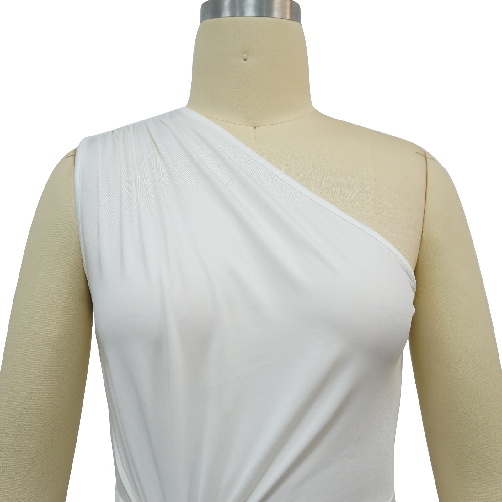 Fashion Women's Solid Color Slash Shoulder Sleeveless Slim long Dress 15