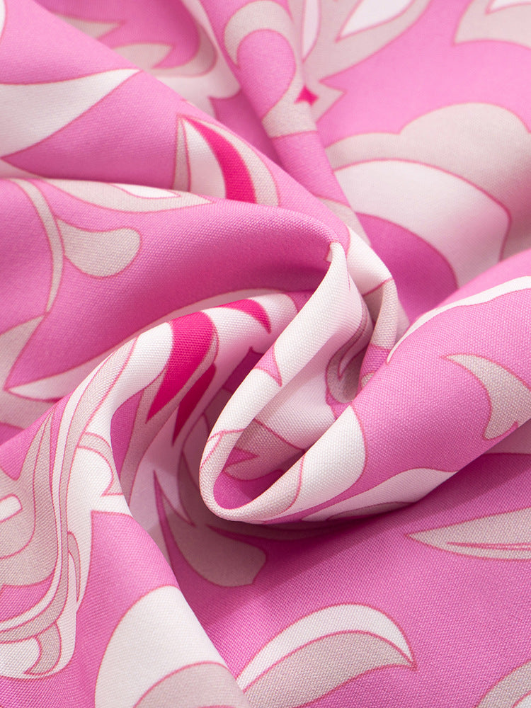 Women Sleeveless Halter Neck Backless Printed Ruffle Dress 24