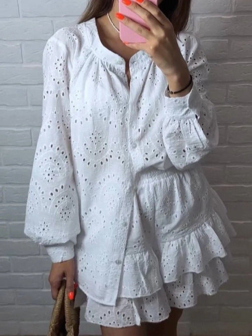 Spring & Summer Women's Fashion Casual Jacquard Two-Piece Shorts Set 5