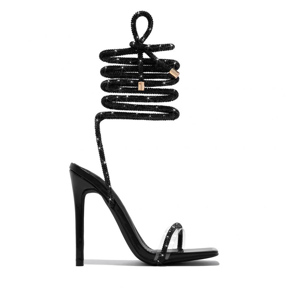 High-heeled Lace-Up strappy high-heeled shoes Roman stiletto open-toed sandals heels 21
