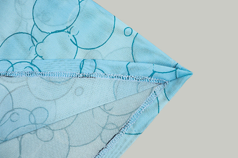 Women Patchwork Print Dress Round Neck Pleated Long-Sleeve Dress 16